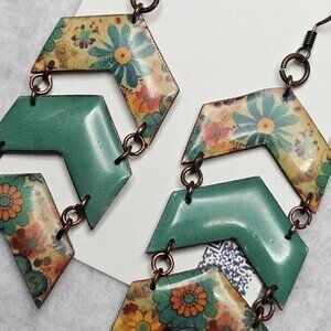 Handmade BOHO chevron teared earrings double sided